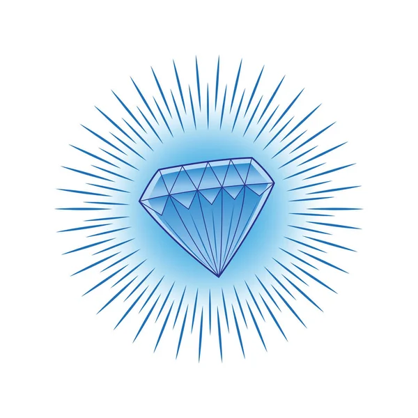 Shining blue diamond illustration design — Stock Vector