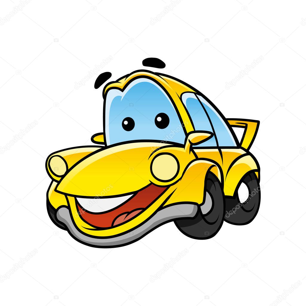 cheerful car character illustration design