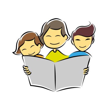 Çocuklar birlikte kitap okuma