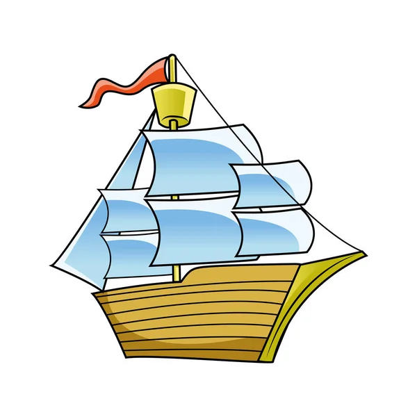 Yelken gemi illüstrasyon tasarımı — Stok Vektör
