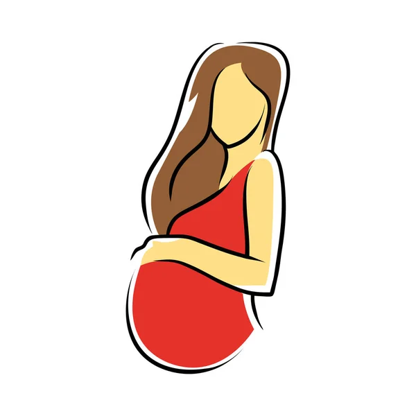 Kobieta w ciąży w czerwonej sukience — Wektor stockowy