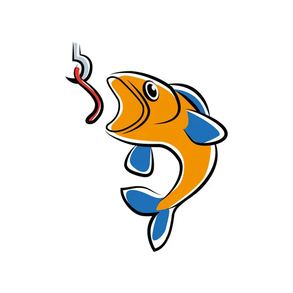 Дизайн рыболовных символов — стоковый вектор