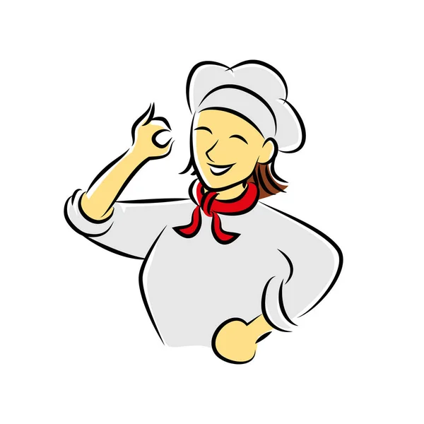 Szakács lány szimbólum illusztráció design — Stock Vector