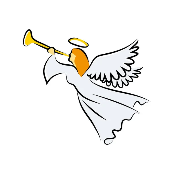 Angel blowing the trumpet — Stock Vector