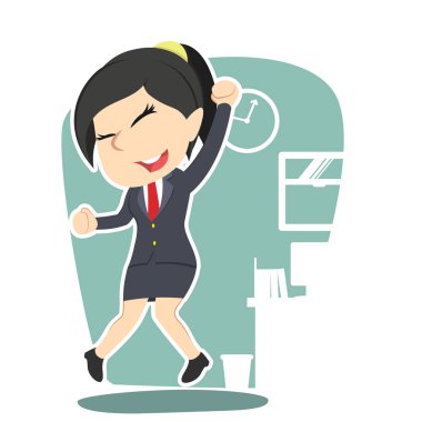 iş kadını mutlu illüstrasyon tasarım atlama