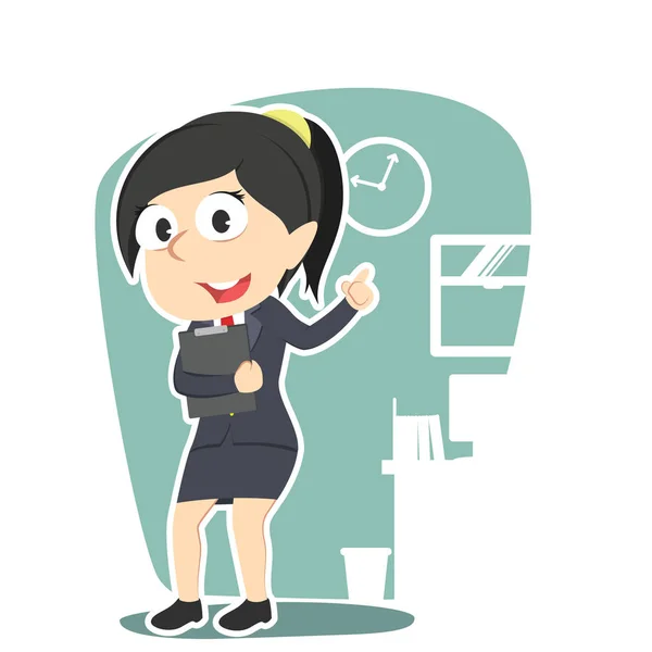 Mujer de negocios sosteniendo clip — Vector de stock