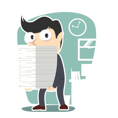 Holding kağıt yığınını tutan işadamı