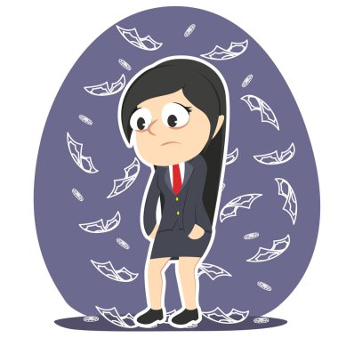tired businesswoman dont care about money clipart