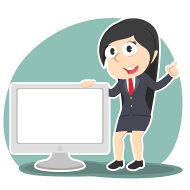 işkadını sunan büyük boş monitör