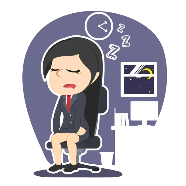 Mujer de negocios se duermen diseño ilustración — Vector de stock