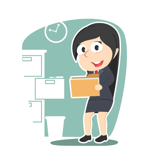 Mujer de negocios sosteniendo documento de archivo — Vector de stock