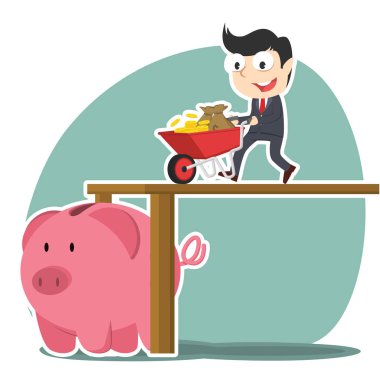 el arabası para kumbara iterek işadamı