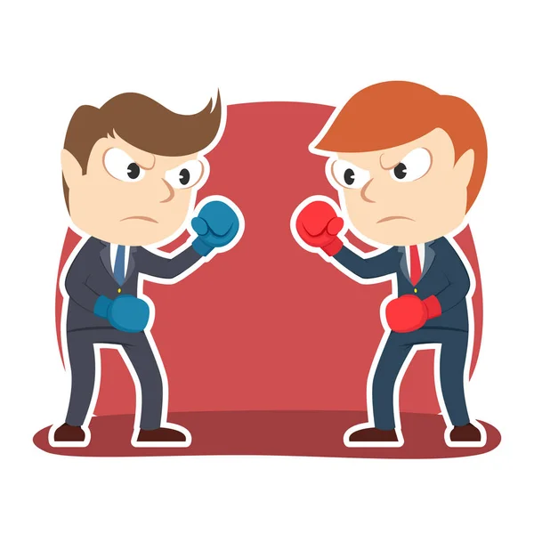 Businessman duel boxing color — Stock Vector