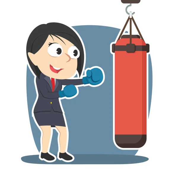 Businesswoman with punching bag — Stock Vector
