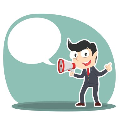 işadamı megafon ve belirtme çizgisi