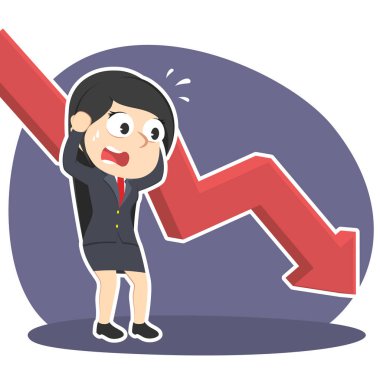 işkadını grafik aşağı ile panik içinde