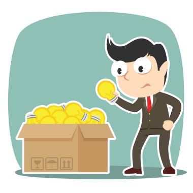 işadamı seçerek ampul illüstrasyon vektör