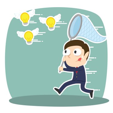 uçan fikirler yakalamaya çalışıyor işadamı