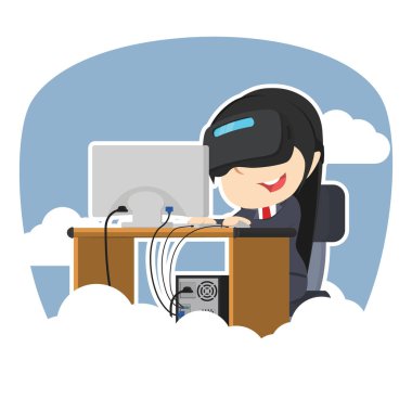 işkadını VR gökyüzü arka plan ile çalışma