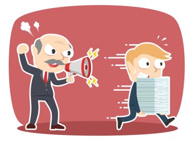 huysuz patron onun çalışana öfkeli bağırıyor