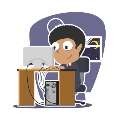 Afrika işadamı gece geç saatlerde çalışma