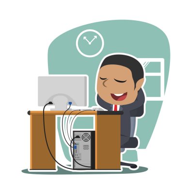 Afrika işadamı iş yerinde rahatlatıcı süre