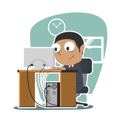 Afrika işadamı çalışma illüstrasyon vektör