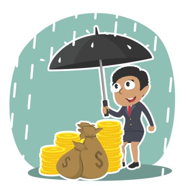 Afrika işkadını parasını şemsiye ile koruma