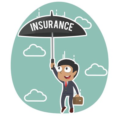 Afrika işadamı ile sigorta şemsiye paraşütle atlama