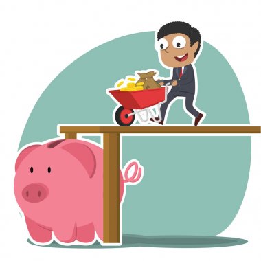 el arabası para kumbara iterek Afrika iş adamı