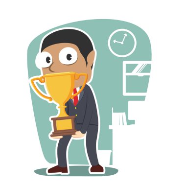 Afrika işadamı taşıma dev kupa