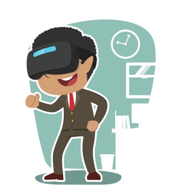 sanal gerçeklik aygıtıyla Afrika iş adamı