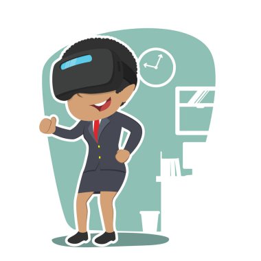 sanal gerçeklik aygıtıyla Afrika iş kadını