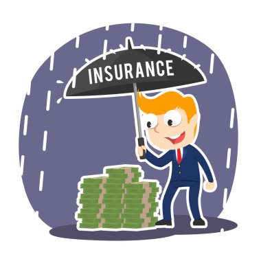 mali parasını korumak için sigorta şemsiye kullanarak iş adamı