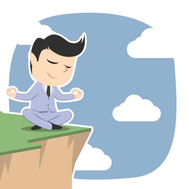 uçurumun kenarında meditasyon işadamı