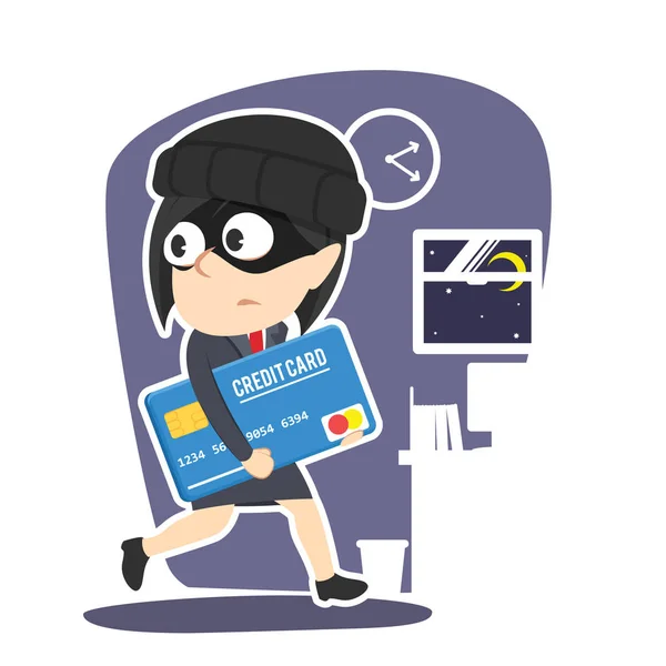 Zakenvrouw stelen creditcard — Stockvector