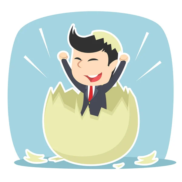 Businessman hatched from egg — Stock Vector
