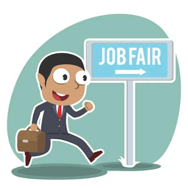 Homme Affaires Africain Foire Emploi — Image vectorielle