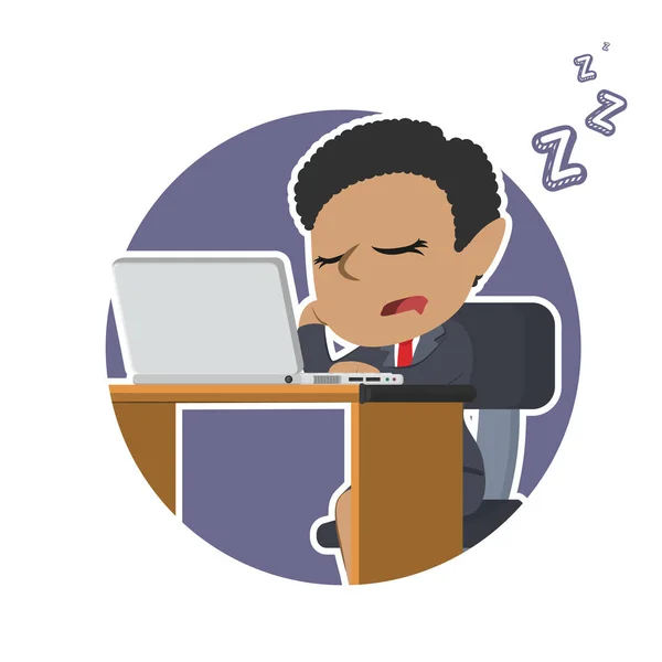 African Businesswoman Fall Asleep While Working — Stock Vector