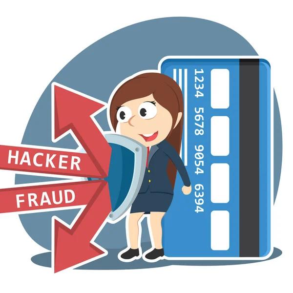 Businesswoman Protecting Her Credit Card Vector Graphics