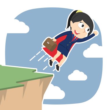 süper iş kadını uçurum kenarından uçakla