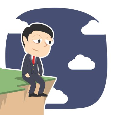 uçurumun kenarında oturan sad işadamı