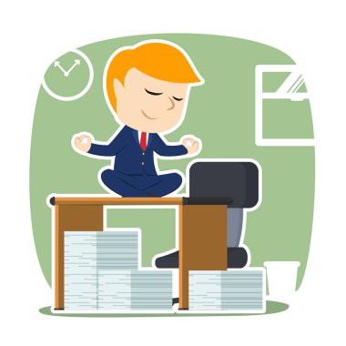 çalışma masasının üzerinde meditasyon işadamı