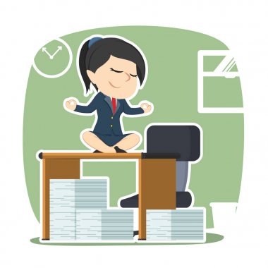 onun çalışma masası üzerinde meditasyon işkadını