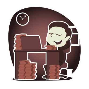 retro tarzı işadamı paralar çalışırken çok kazanıyor