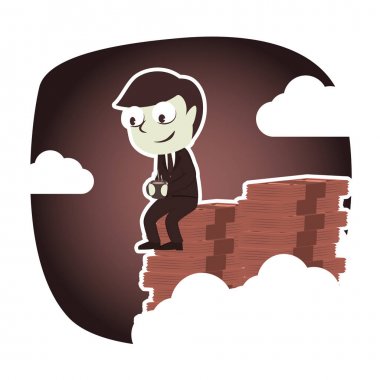 retro tarzı işadamı para tepe üstünde tepe-in rahatlatıcı