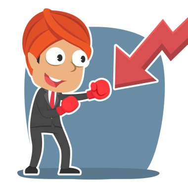 Hintli işadamı down grafiği boks