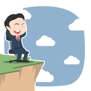 sandalyede oturan ve uçurumun kenarından sahne zevk Asya iş adamı