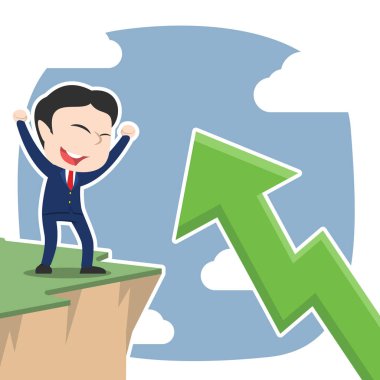 Asya işadamı heyecanlı bkz: yukarı ok uçurumun kenarından