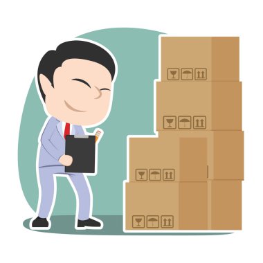 Asya işadamı paketleri kontrol